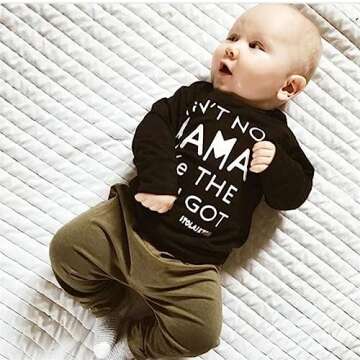 Eghunooy Toddler Baby Boy Letters Printed Tops Pants Leggings Outfits Clothes Set (9-12 Months) Black&green