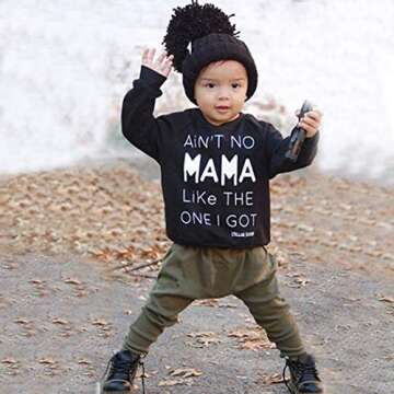 Eghunooy Toddler Baby Boy Letters Printed Tops Pants Leggings Outfits Clothes Set (9-12 Months) Black&green