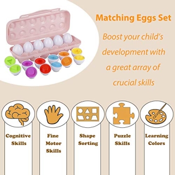 Hhyn Color Shape Matching Eggs for Toddlers - Educational Toy