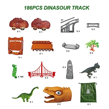 186PCS Dinosaur Track Playset for Kids | Safe & Creative Adventure