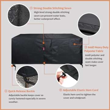 SheeChung Waterproof Fire Pit Cover for 54-58 Inch Tables
