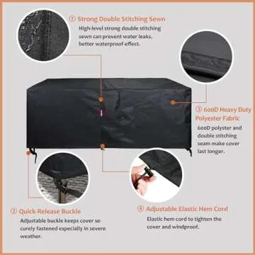 SheeChung Waterproof Fire Pit Cover for 54-58 Inch Tables