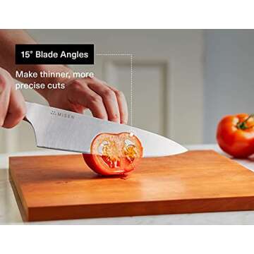 Misen Ultimate 8 Inch Chef's Knife - Pro Kitchen Knife - High Carbon Japanese Stainless Steel - Hybrid German and Japanese style blade - Craftsmanship for Culinary Enthusiasts, 8 in - Black