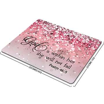 Smooffly Psalm 46:5 God is Within Her,She Will not Fall - Bible Verse Pink Sparkles Glitter Pattern Mouse pad Mousepads