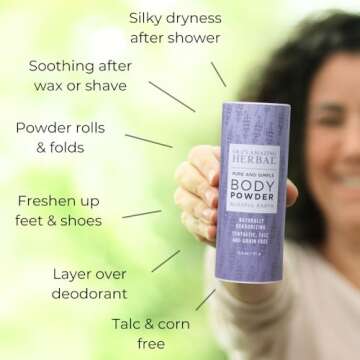 Talc Free Body Powder for Women, Dusting Powder, Cornstarch Free Talcum Powder, Grounding Relaxation...