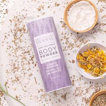Talc Free Body Powder for Women, Dusting Powder, Cornstarch Free Talcum Powder, Grounding Relaxation Scent, Essential Oils Lavender, Vetiver, Clary Sage, Ora’s Amazing Herbal, Blissful Earth 2.5 oz