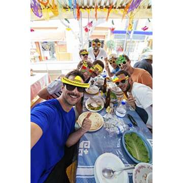 Ocean Line Fiesta Party Supplies Glasses - 6 Pairs Mexican Themed Costume Sunglasses, Cinco De Mayo Photo Booth Props for Taco Tout Donkey Pinatas Cactus Decoration