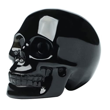 Bmuafry 2''Natural Black Obsidian Crystal Skull Hand Carved Reiki Healing Stone Statue Healing Skull...