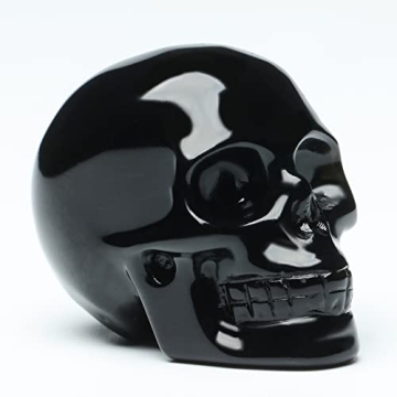 Bmuafry 2" Black Obsidian Crystal Skull for Home Decor