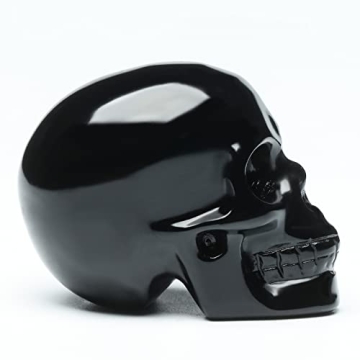 Bmuafry 2" Black Obsidian Crystal Skull for Home Decor