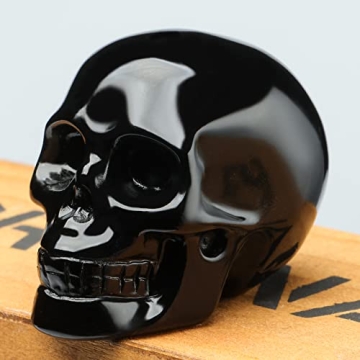 Bmuafry 2" Black Obsidian Crystal Skull for Home Decor