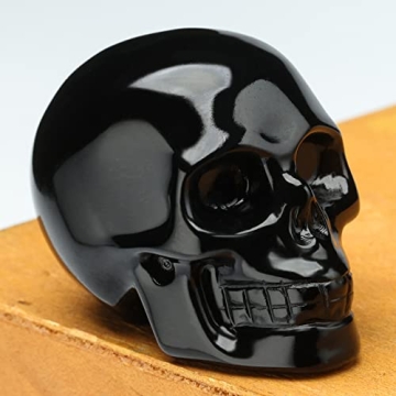 Bmuafry 2" Black Obsidian Crystal Skull for Home Decor