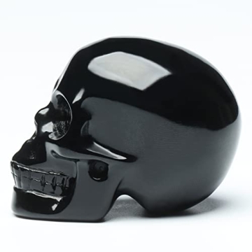 Bmuafry 2" Black Obsidian Crystal Skull for Home Decor