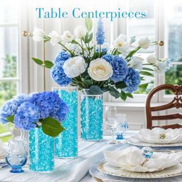 DomeStar Blue Fake Crushed Ice Rocks, 150 PCS Fake Diamonds Plastic Ice Cubes Acrylic Clear Ice Rock Diamond Crystals Fake Ice Cubes Gems for Winter Christmas Vase Fillers Decoration