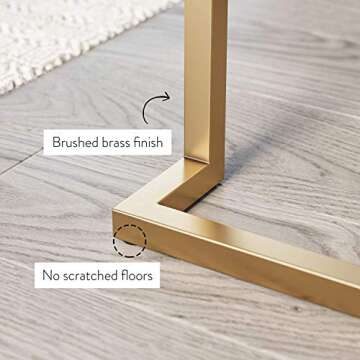 Nathan James Leighton Two-Drawer Writing Glam Accents Brass, Home Office Computer Desk or Vanity Table, 2, White/Gold, Small