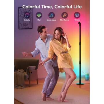 Brightown LED Floor Lamp, Smart RGB Corner Lamp with App and Remote Control, 16 Million Colors, Music Sync, Timer Setting, 360° Rotatable Tube - Ideal for Bedroom, Living Room, Home Office, 2 Pack