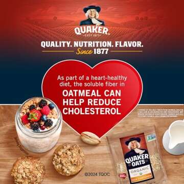 Quaker Old Fashioned Rolled Oats, USDA Organic, Non GMO Project Verified, 24oz Resealable Bags (Pack...