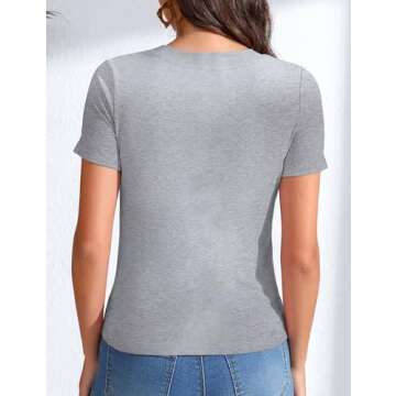 Fashionable Women's Scoop Neck Ribbed Tees for Casual Wear