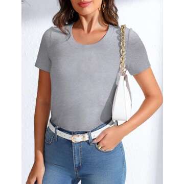 Fashionable Women's Scoop Neck Ribbed Tees for Casual Wear