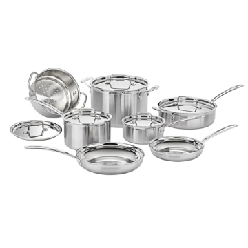 Cuisinart 12 Piece Cookware Set, MultiClad Pro Triple Ply, Silver, MCP-12N
