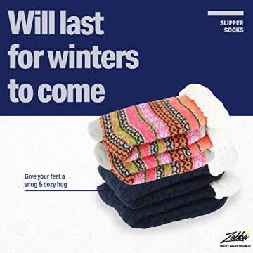 LUTHER PIKE SEATTLE Slipper Socks for Women - Warm, Cozy Socks w/Grippers﻿