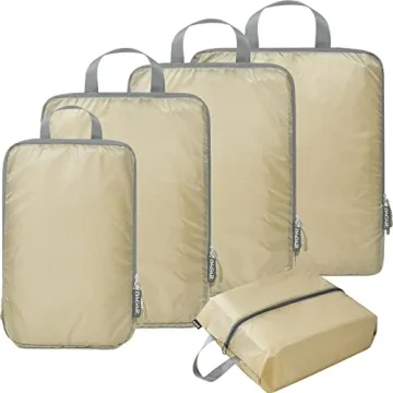 BAGAIL 5 Set Ultralight Compression Packing Cubes for Travel Organizing