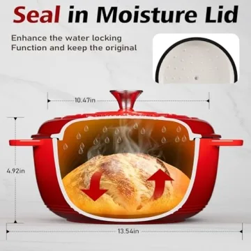 Umite Chef 6QT Enameled Dutch Oven for Baking & Braising