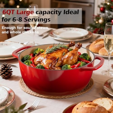 Umite Chef 6QT Enameled Dutch Oven for Baking & Braising