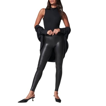 SPANX Faux Leather Leggings - Tummy Control with Contoured Waistband