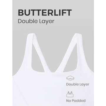 CRZ YOGA Butterlift Double Lined Square Neck Sports Bras for Women - Wireless V-Shaped Racerback Workout Yoga Top Non Padded White Small