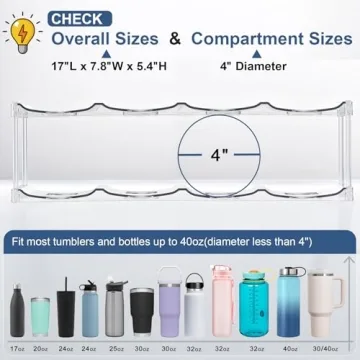 3 Tier Stackable Water Bottle Organizer for Large Cups