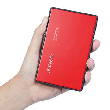 ORICO USB 2.5 Enclosure SATA External Drive Enclosure Portable Hard Disk Case Adapter for 7/9.5mm HDD SSD Tool Free Support UASP Max 4TB - 2588 Red