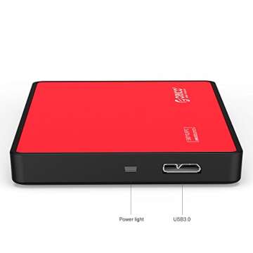 ORICO USB 2.5 Enclosure SATA External Drive Enclosure Portable Hard Disk Case Adapter for 7/9.5mm HDD SSD Tool Free Support UASP Max 4TB - 2588 Red