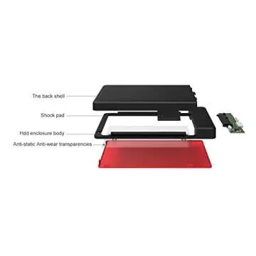 ORICO USB 2.5 Enclosure SATA External Drive Enclosure Portable Hard Disk Case Adapter for 7/9.5mm HDD SSD Tool Free Support UASP Max 4TB - 2588 Red