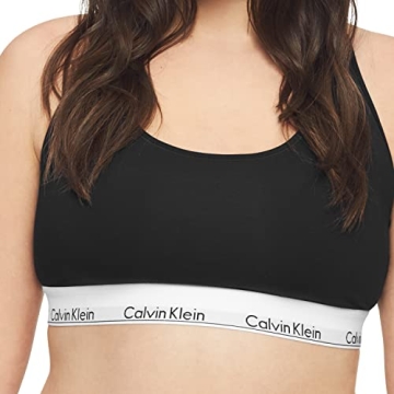 Calvin Klein Women's Modern Non-Wired and Non paded Cotton Bralette, Black, Large
