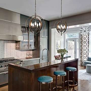 CO-Z 5 Light Orb Chandelier, Sphere Orb Hanging Lights for Dining Room Entryway Foyer Kitchen Bedroo...