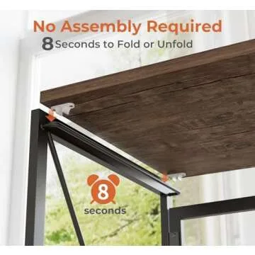 Coavas Folding Desk No Assembly Required, 39.4 inch Writing Computer Desk Space Saving Foldable Table Simple Home Office Desk,Brown