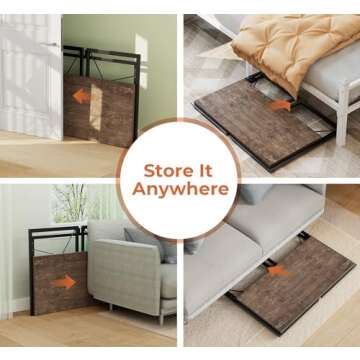 Coavas Folding Desk No Assembly Required, 39.4 inch Writing Computer Desk Space Saving Foldable Table Simple Home Office Desk,Brown