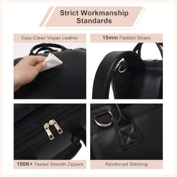 ROSEGIN Vegan Leather Diaper Bag for Stylish Parents