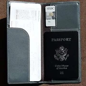 Pacer Go RFID Blocking Slim Minimalist Long Travel Wallet Genuine Leather Passport Holder Travel Cover (Grey)