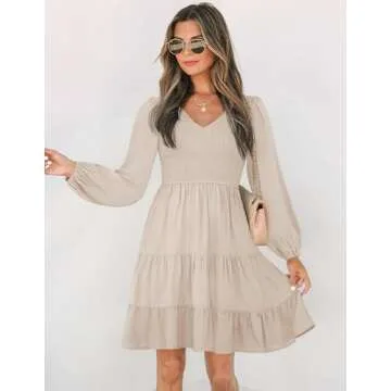 ZESICA Women's Elegant V Neck Mini Dress for Every Occasion