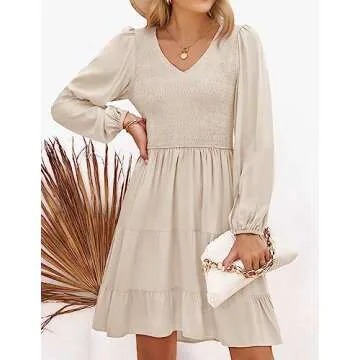 ZESICA Women's Elegant V Neck Mini Dress for Every Occasion