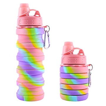 MAKERSLAND Rainbow Collapsible Water Bottle - Travel Friendly, BPA Free, Lightweight and Reusable