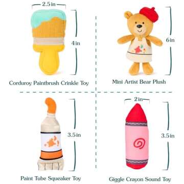 GUND Baby My Little Artist 5-Piece Plush Playset with Rattle, Squeaker and Crinkle Plush Toys, Sensory Toy for Babies and Newborns, 7.5”