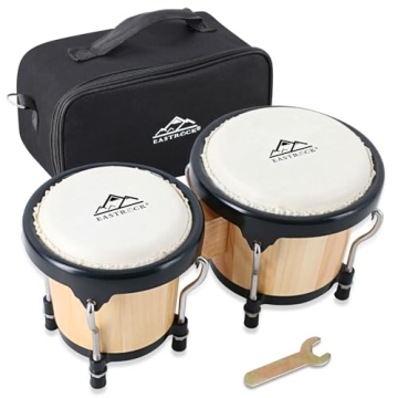 EastRock Bongo Drum 4” and 5” Set for All Ages - Tunable Wood and Metal Percussion Instruments