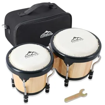 EastRock Bongo Drum 4” and 5” Set for All Ages - Tunable Wood and Metal Percussion Instruments