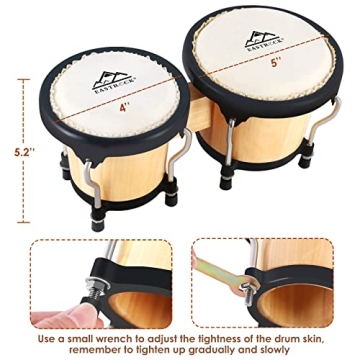 EastRock 4-5 Inch Bongo Drum Set for Kids and Adults