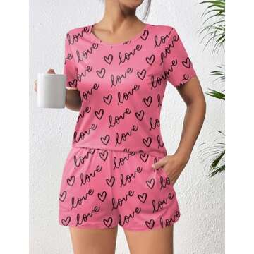 Ekouaer Short Sleeve Women Pajama Set with Pockets