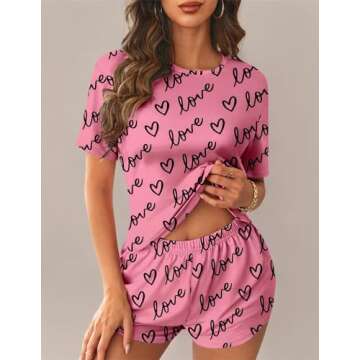 Ekouaer Short Sleeve Women Pajama Set with Pockets