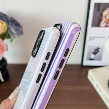 Longlayss Cute Striped iPhone 16 Pro Case for Women